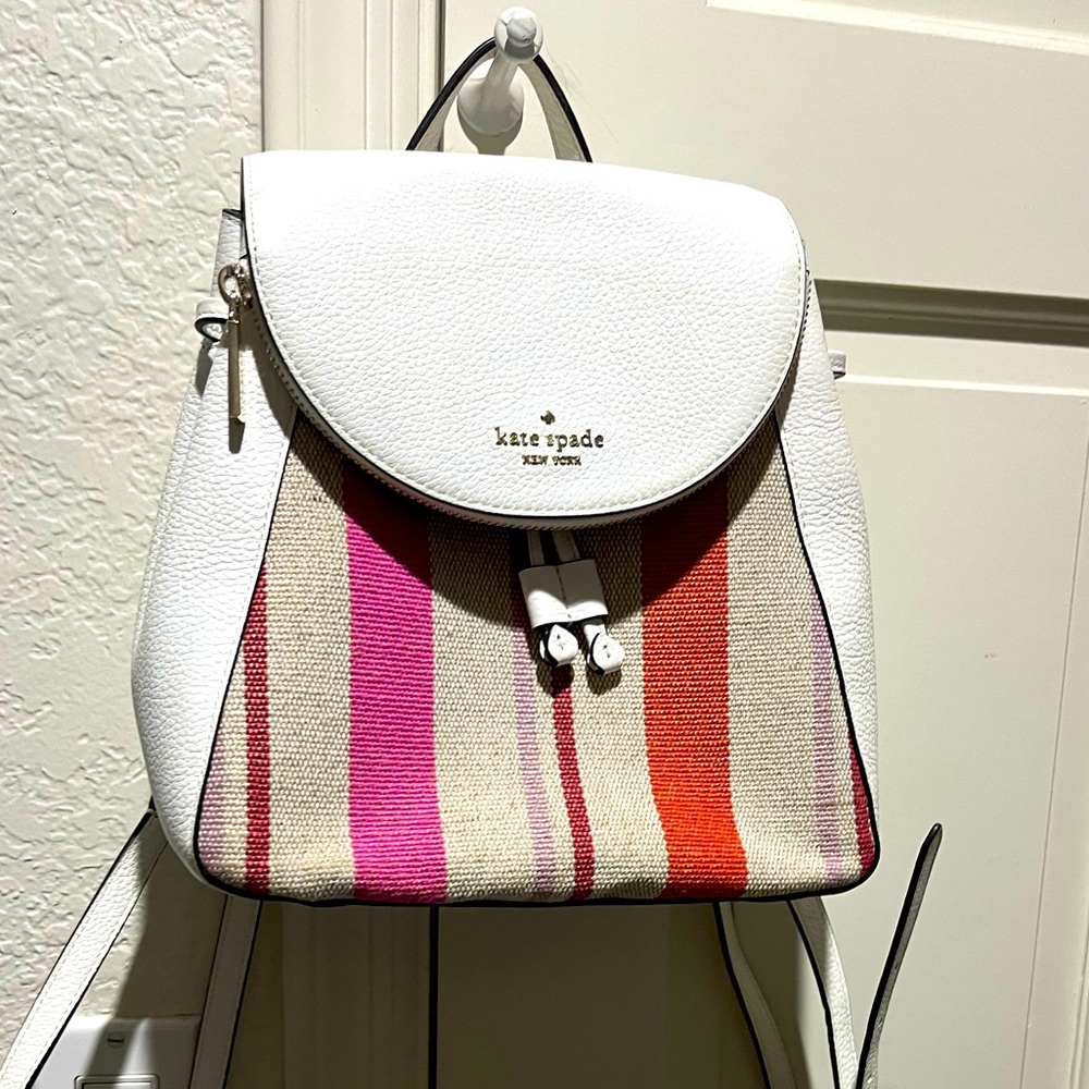 Kate Spade Leila Striped Canvas Medium
Flap Backpack (Multi) - Picture 2 of 6